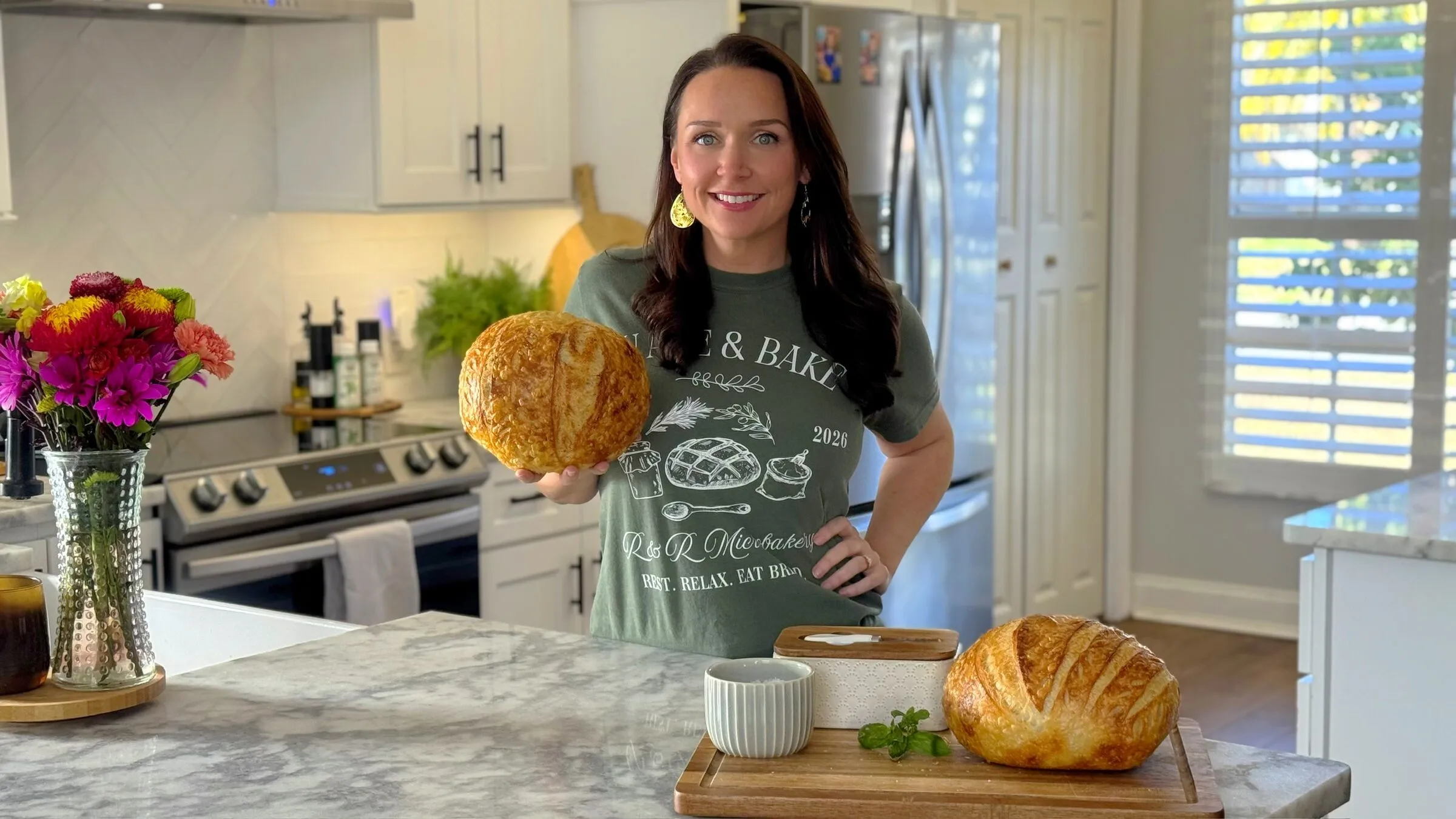 Lynsey in her home bakery kitchen at R&R Microbakery